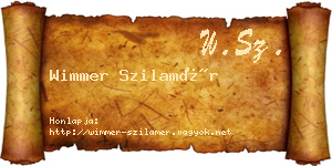Wimmer Szilamér névjegykártya